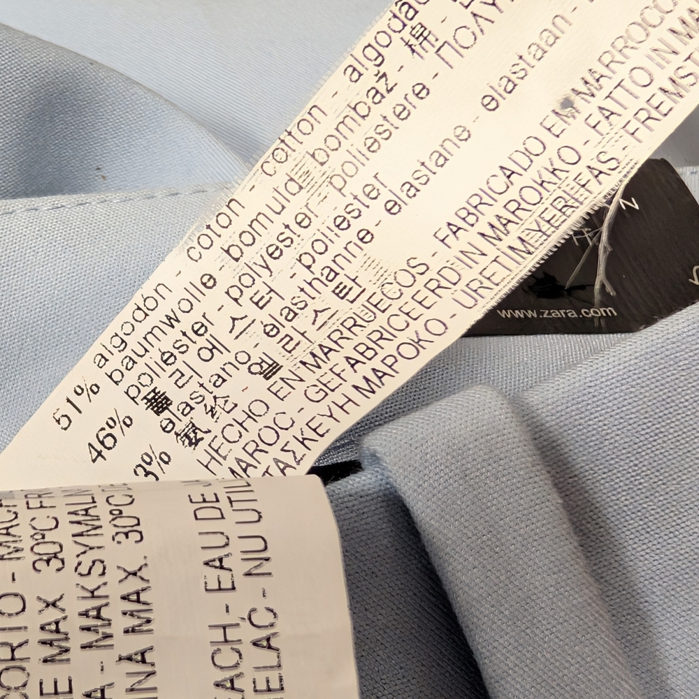 Zara Woman Chino Fit Pants Size 2 Light Blue Tailored Slim Ankle - Picture 13 of 14